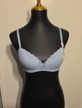 Splash Pale Blue Lace-Trim Underwire Bra